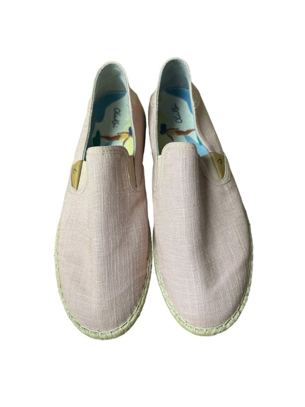 Olukai Kaula Pa'a Kapa Linen Espadrilles Pink Sz 10 Flats Slip On - Picture 5 of 10